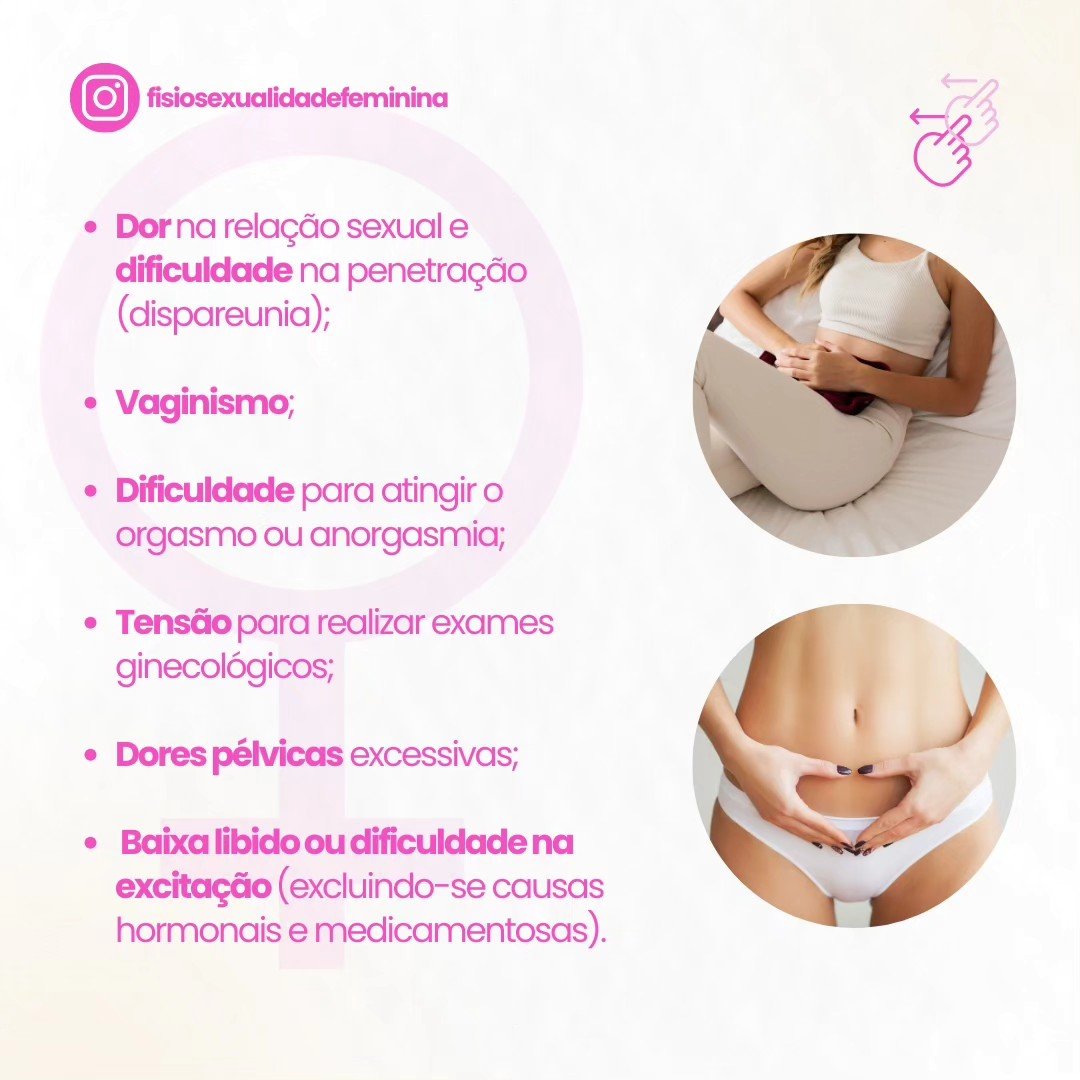 Post do Instagram: lista de sintomas, dor na relação sexual, vaginismo, anorgasmia